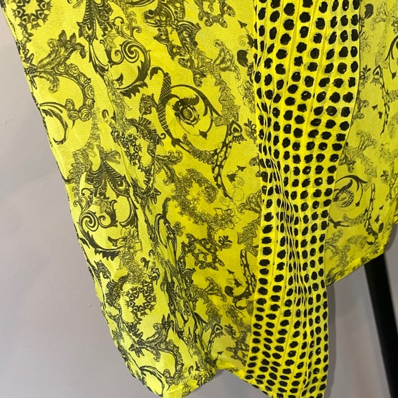 Versace Neon Yellow and Black Patterned Blouse - Picture 12 of 16